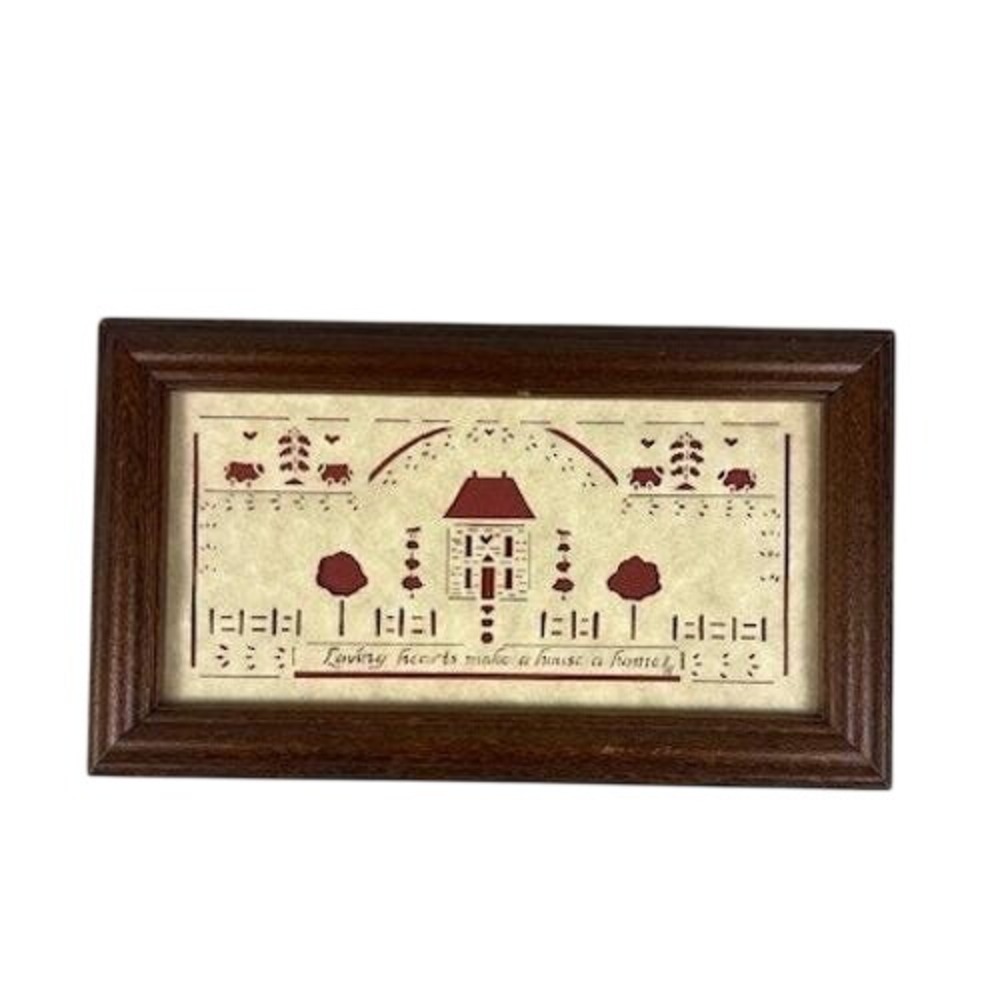 Vintage 1988 Designs with Scissors Paper Cut Folk Art Framed Home‎ Signed Art